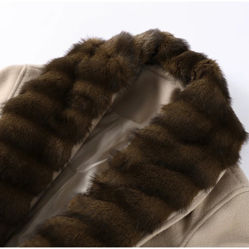 Women’s Fur Coat + Elegant Open Collar With Thick Plush Lining + Vintage Winter Style - SN Wigs & More