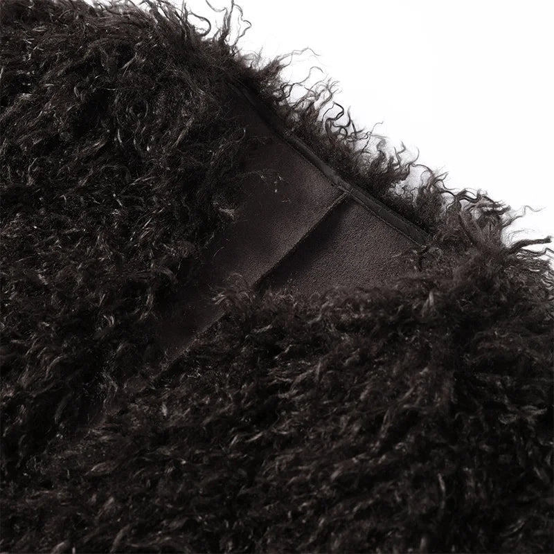 Women’s Fur Coat + Elegant Open Collar With Thick Plush Lining + Vintage Winter Style - SN Wigs & More