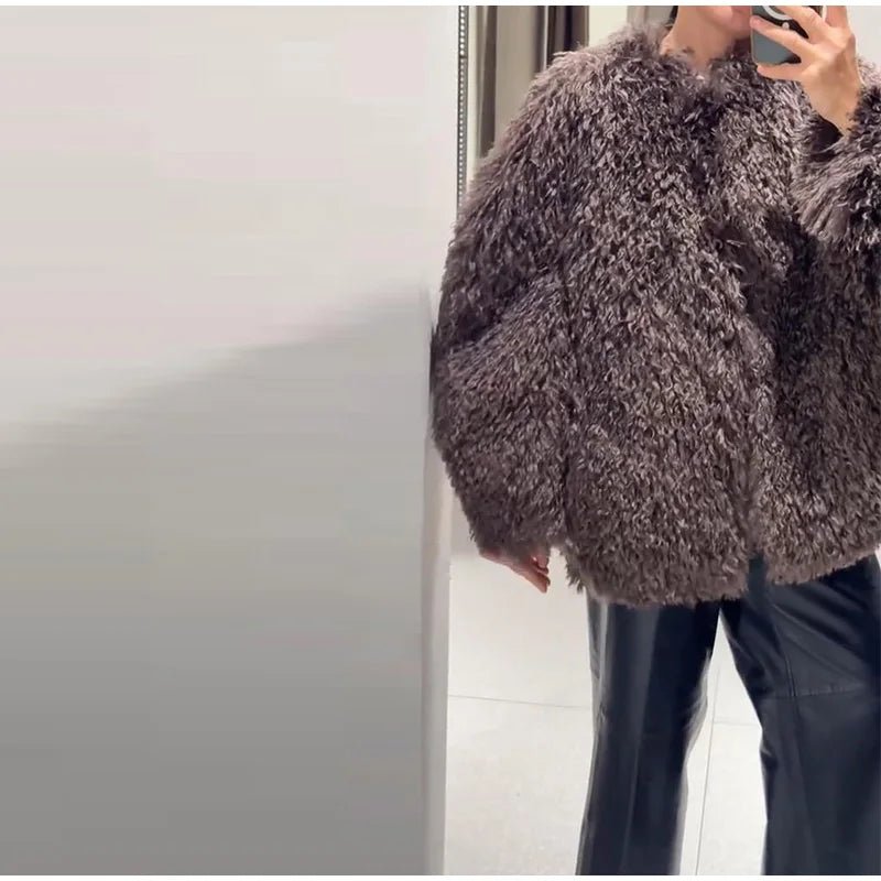 Women’s Fur Coat + Elegant Open Collar With Thick Plush Lining + Vintage Winter Style - SN Wigs & More
