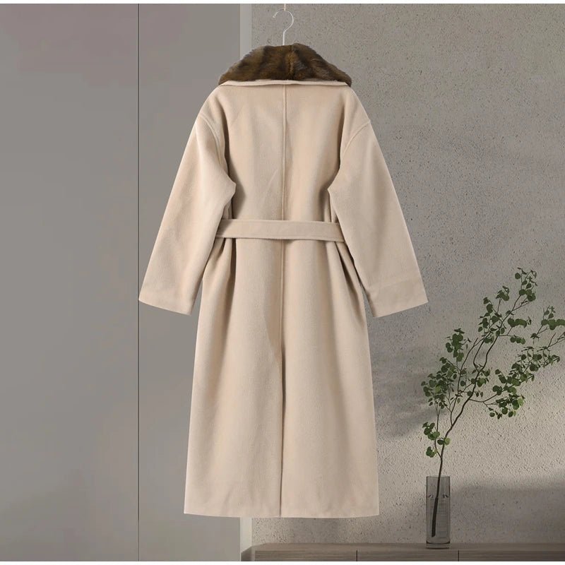 Women’s Fur Coat + Elegant Open Collar With Thick Plush Lining + Vintage Winter Style - SN Wigs & More