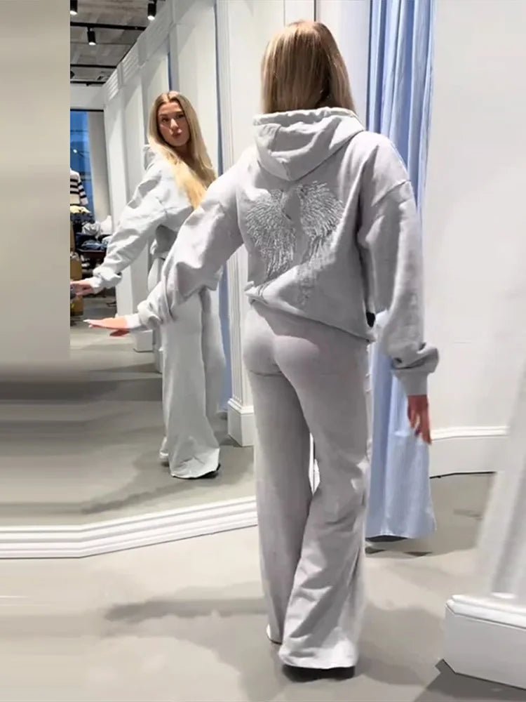 Women's Hoodie Set With Sequin Wings Casual Chic Two Piece - SN Wigs & More