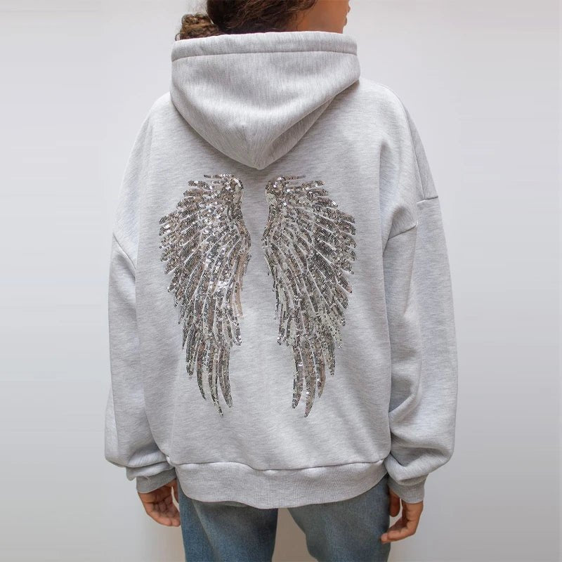 Women's Hoodie Set With Sequin Wings Casual Chic Two Piece - SN Wigs & More