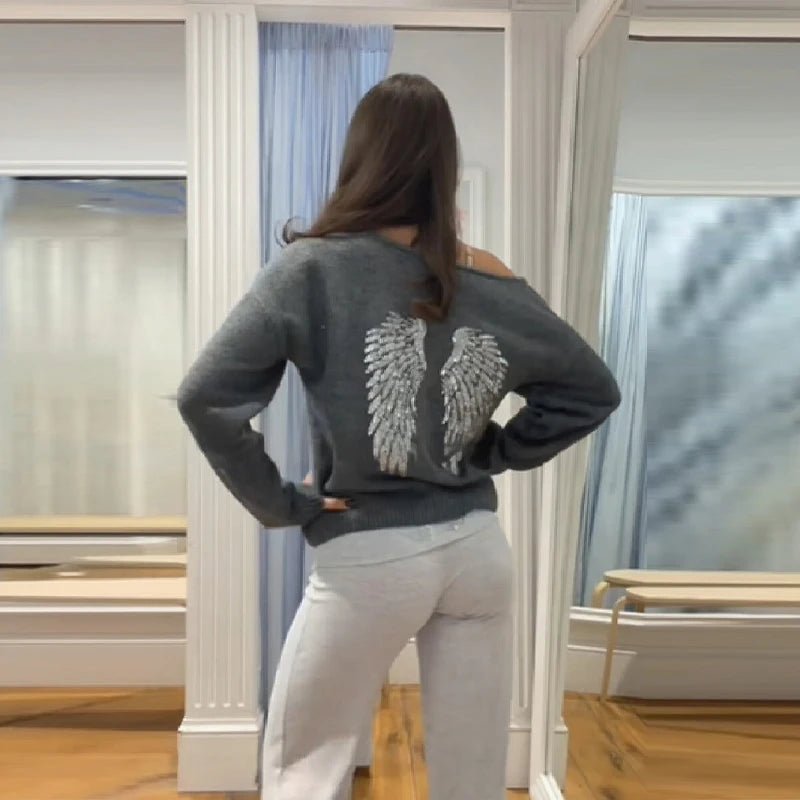 Women's Hoodie Set With Sequin Wings Casual Chic Two Piece - SN Wigs & More