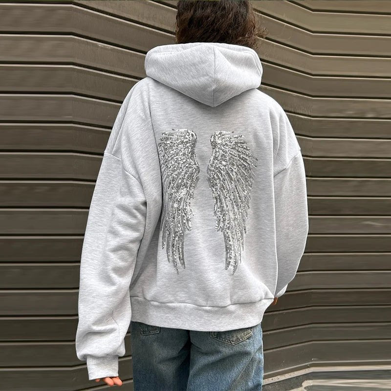 Women's Hoodie Set With Sequin Wings Casual Chic Two Piece - SN Wigs & More
