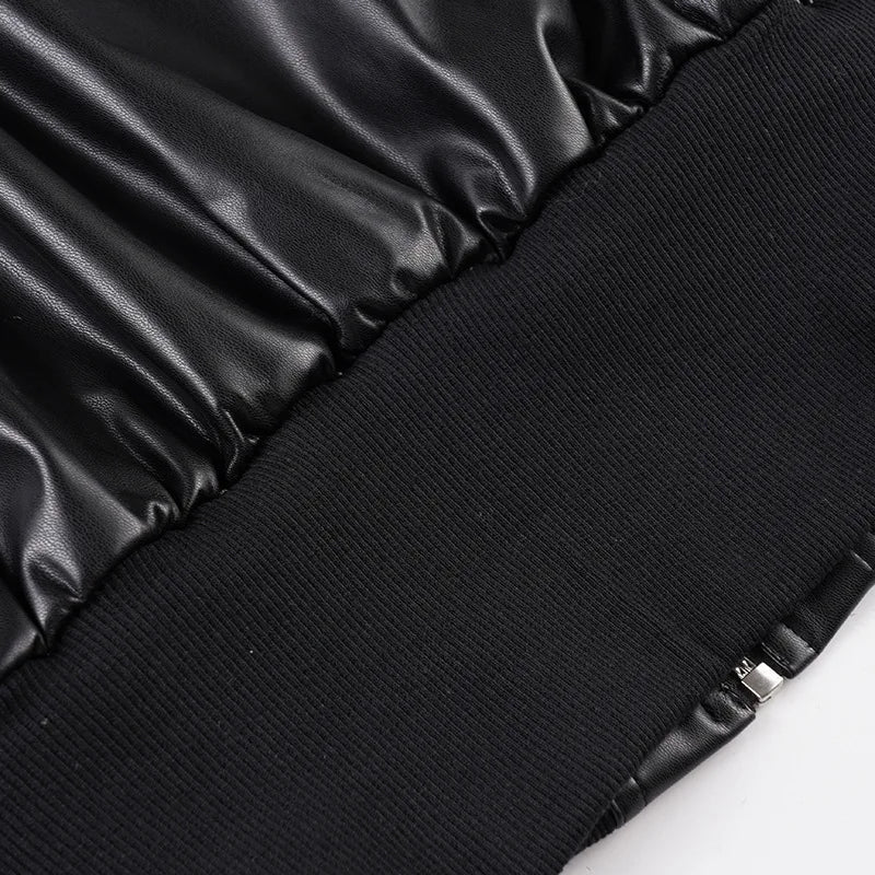 Women's Jacket Faux Leather Short Coat With Zipper Pockets Autumn Streetwear Slim Fit - SN Wigs & More