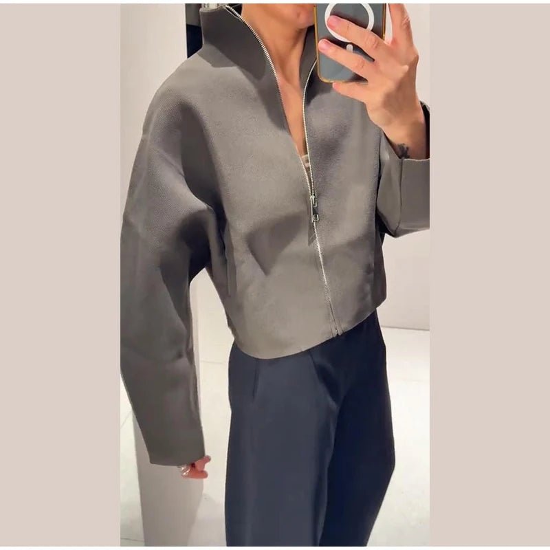 Women's Jacket With Vintage Lapel Zipper And Large Pockets Oversized Casual Spring Ready - SN Wigs & More