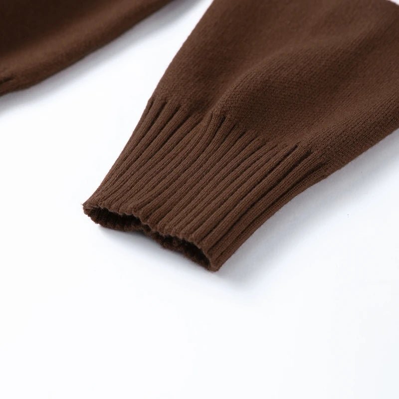 Women's Knit Sweater With Stand Collar And Zipper - Y2K Style - SN Wigs & More