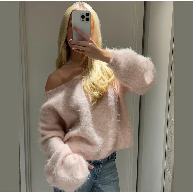 Women's Knitwear Off Shoulder Lightweight Loose Fit Soft Cozy Autumn Street Style - SN Wigs & More