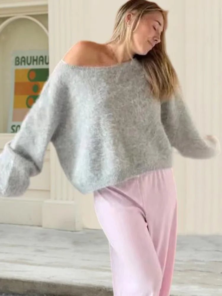 Women's Knitwear Off Shoulder Lightweight Loose Fit Soft Cozy Autumn Street Style - SN Wigs & More