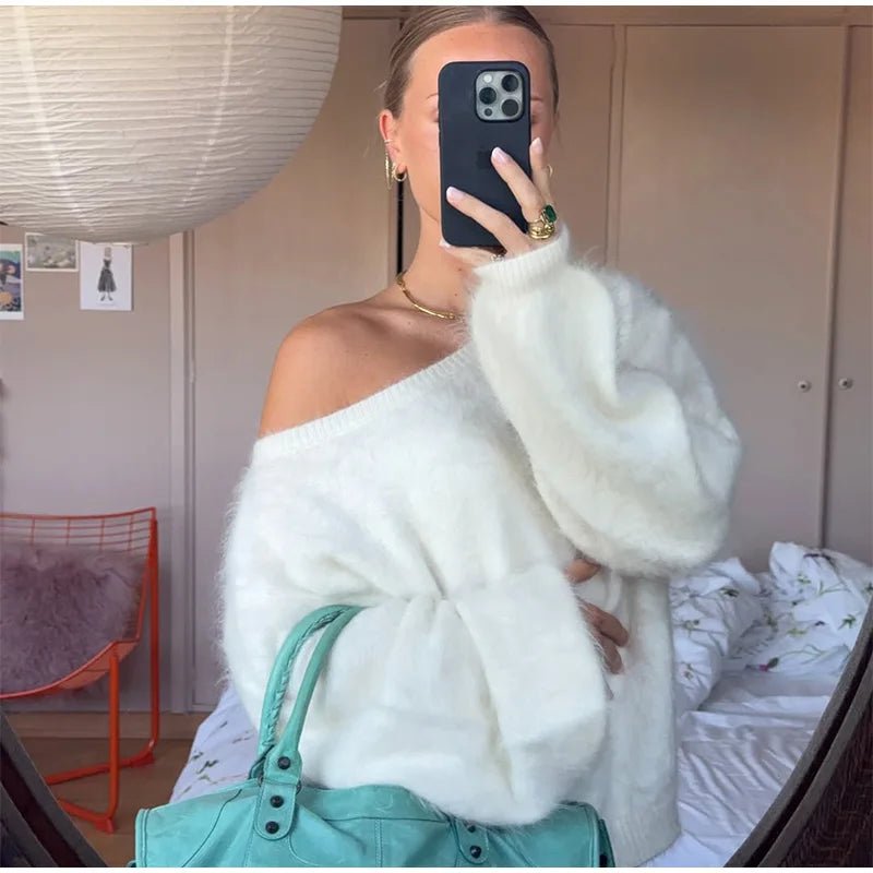 Women's Knitwear Off Shoulder Lightweight Loose Fit Soft Cozy Autumn Street Style - SN Wigs & More
