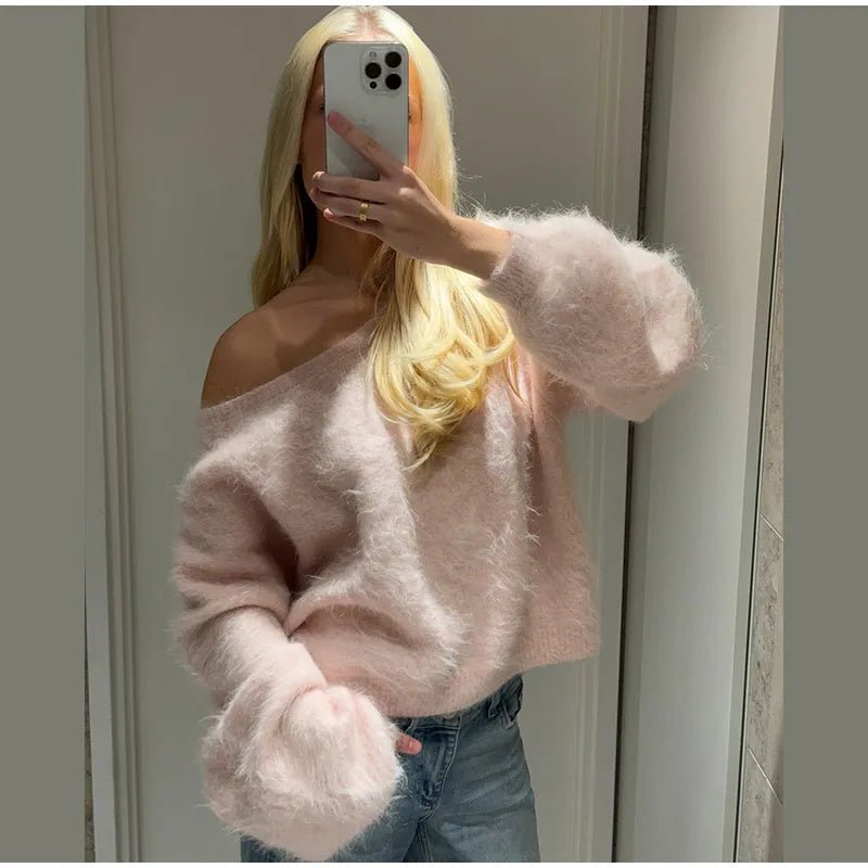 Women's Knitwear Off Shoulder Lightweight Loose Fit Soft Cozy Autumn Street Style - SN Wigs & More