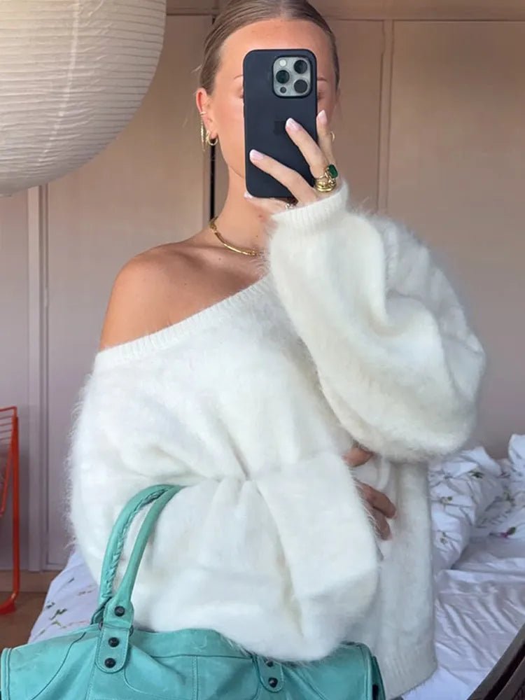 Women's Knitwear Off Shoulder Lightweight Loose Fit Soft Cozy Autumn Street Style - SN Wigs & More