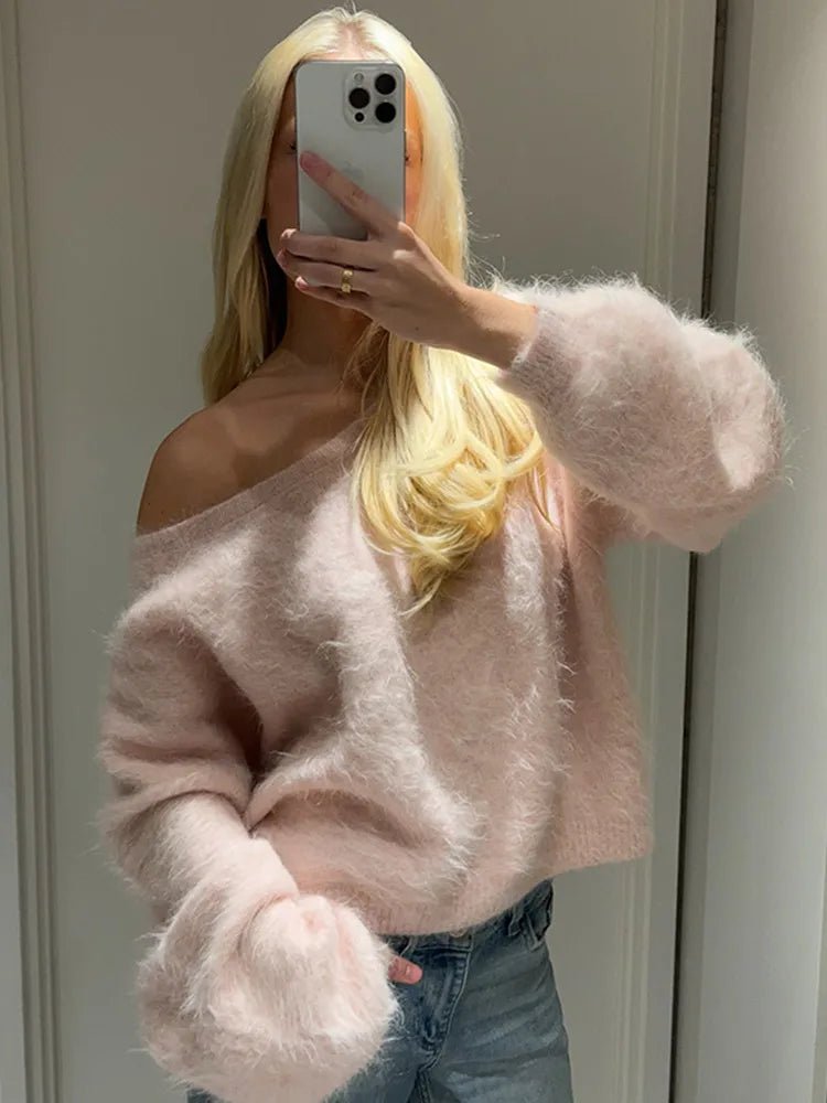 Women's Knitwear Off Shoulder Lightweight Loose Fit Soft Cozy Autumn Street Style - SN Wigs & More