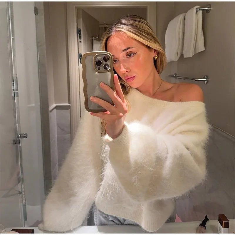 Women's Knitwear Off Shoulder Lightweight Loose Fit Soft Cozy Autumn Street Style - SN Wigs & More