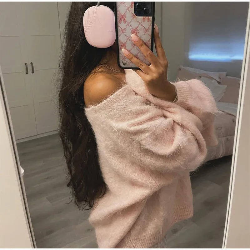 Women's Knitwear Off Shoulder Lightweight Loose Fit Soft Cozy Autumn Street Style - SN Wigs & More