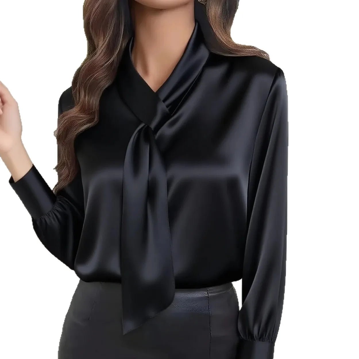 Women's Long Sleeve Blouse Sailor Collar V - Neck White - Elegant Office Wear For Professionals - SN Wigs & More