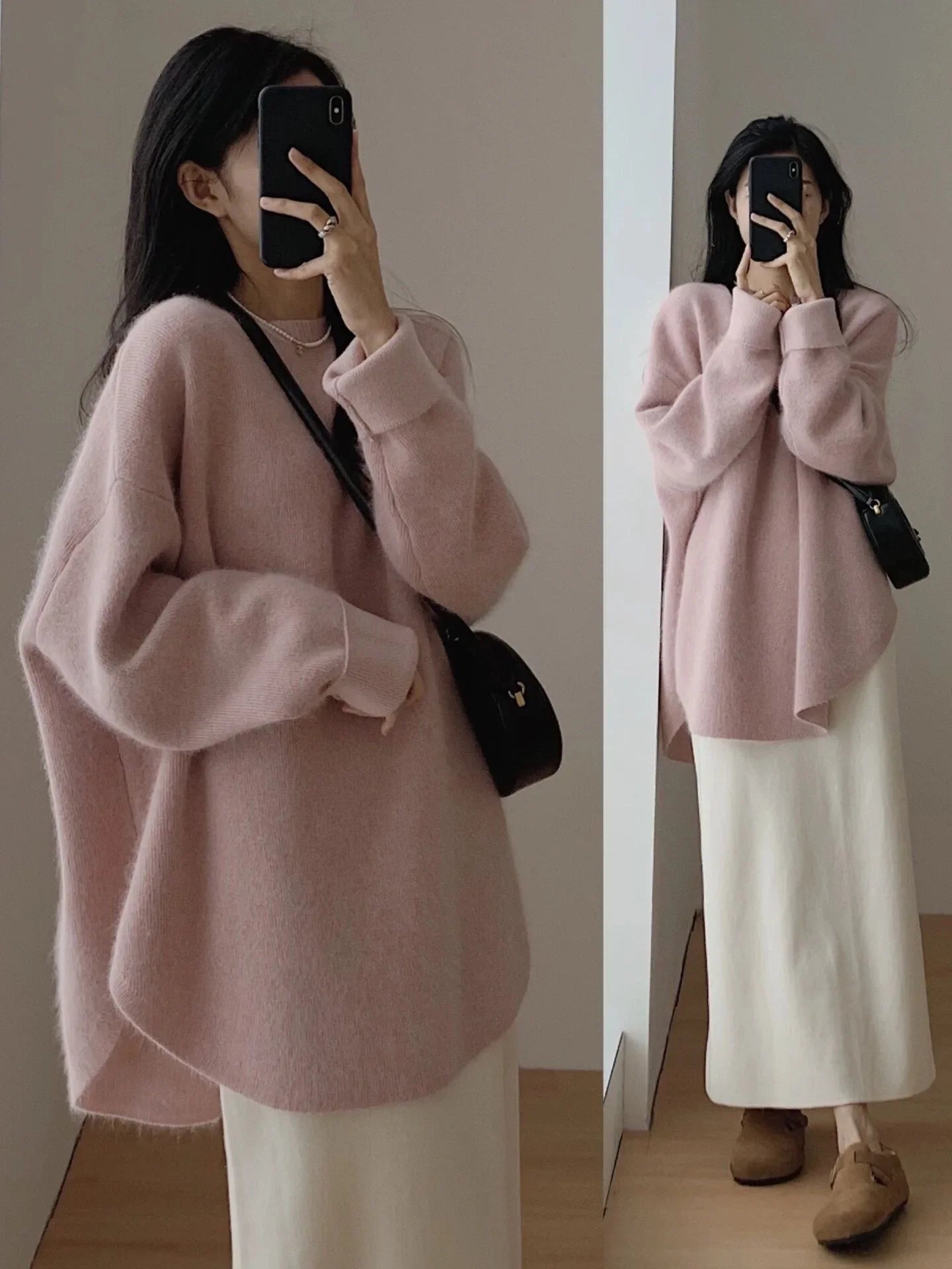 Women’s Long Sleeve Knitted Pullover - O - Neck, Slight Stretch, Heavyweight Knit - Casual Autumn Style - SN Wigs & More