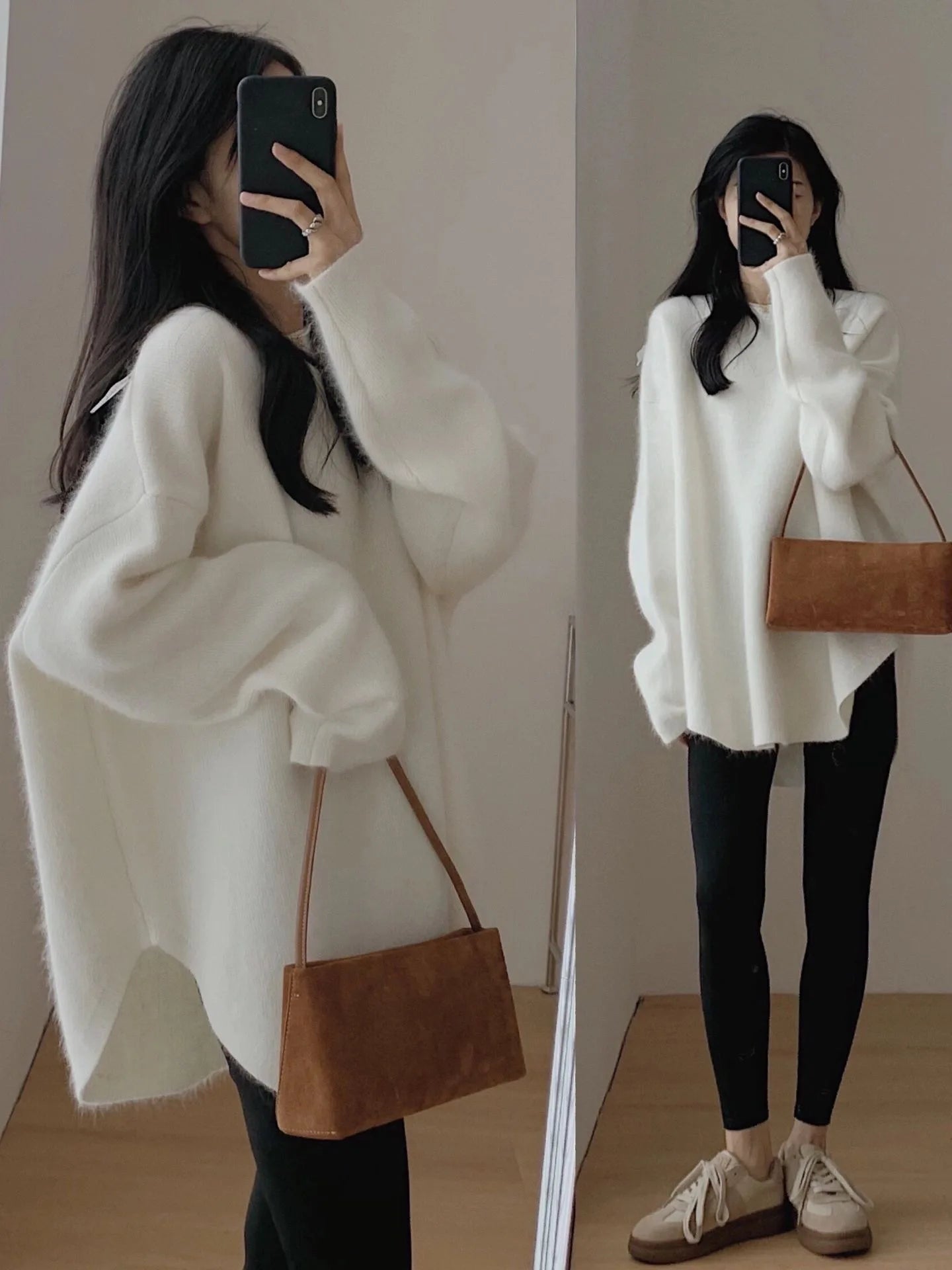 Women’s Long Sleeve Knitted Pullover - O - Neck, Slight Stretch, Heavyweight Knit - Casual Autumn Style - SN Wigs & More
