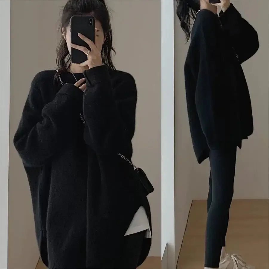 Women’s Long Sleeve Knitted Pullover - O - Neck, Slight Stretch, Heavyweight Knit - Casual Autumn Style - SN Wigs & More