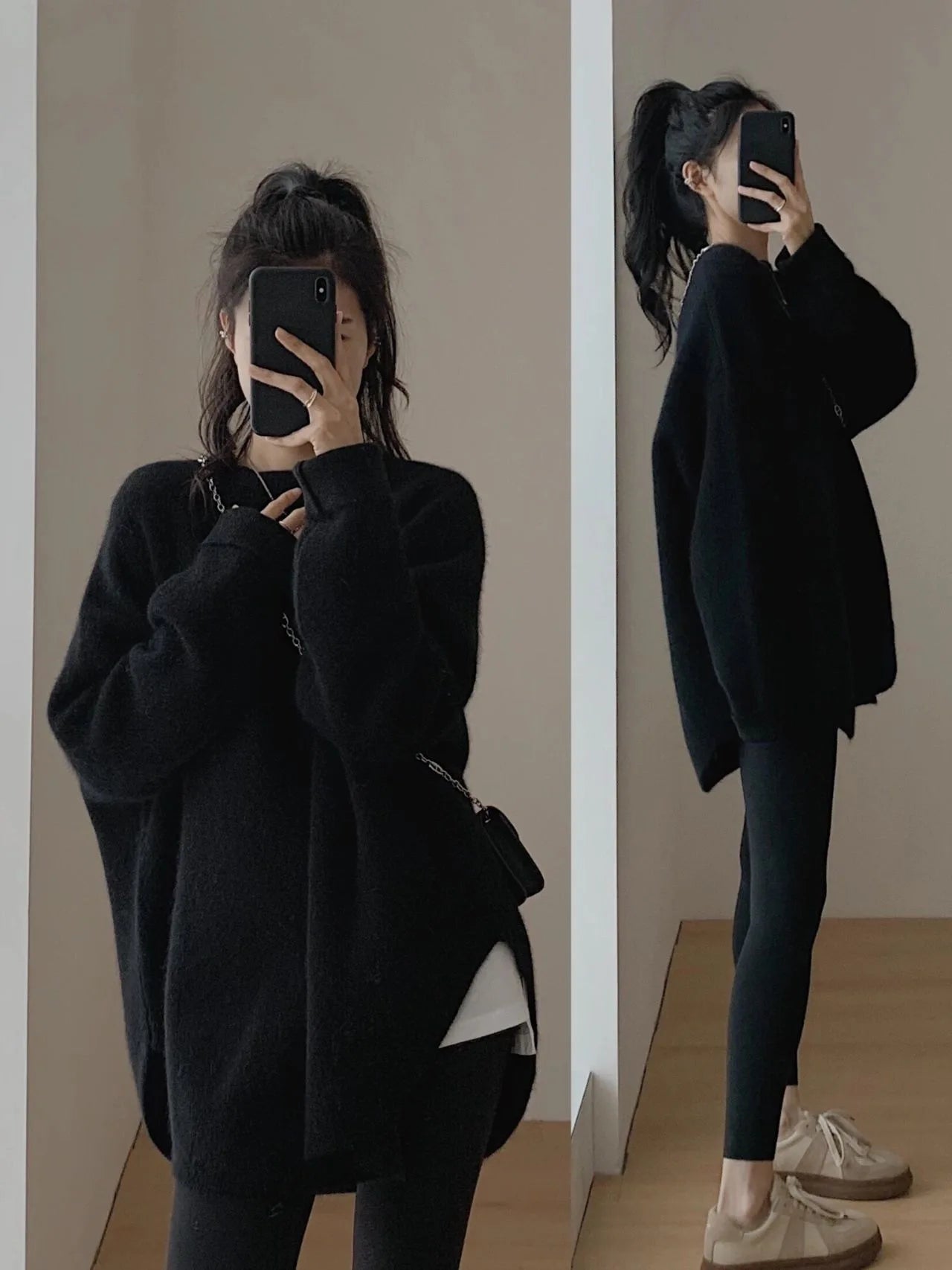 Women’s Long Sleeve Knitted Pullover - O - Neck, Slight Stretch, Heavyweight Knit - Casual Autumn Style - SN Wigs & More