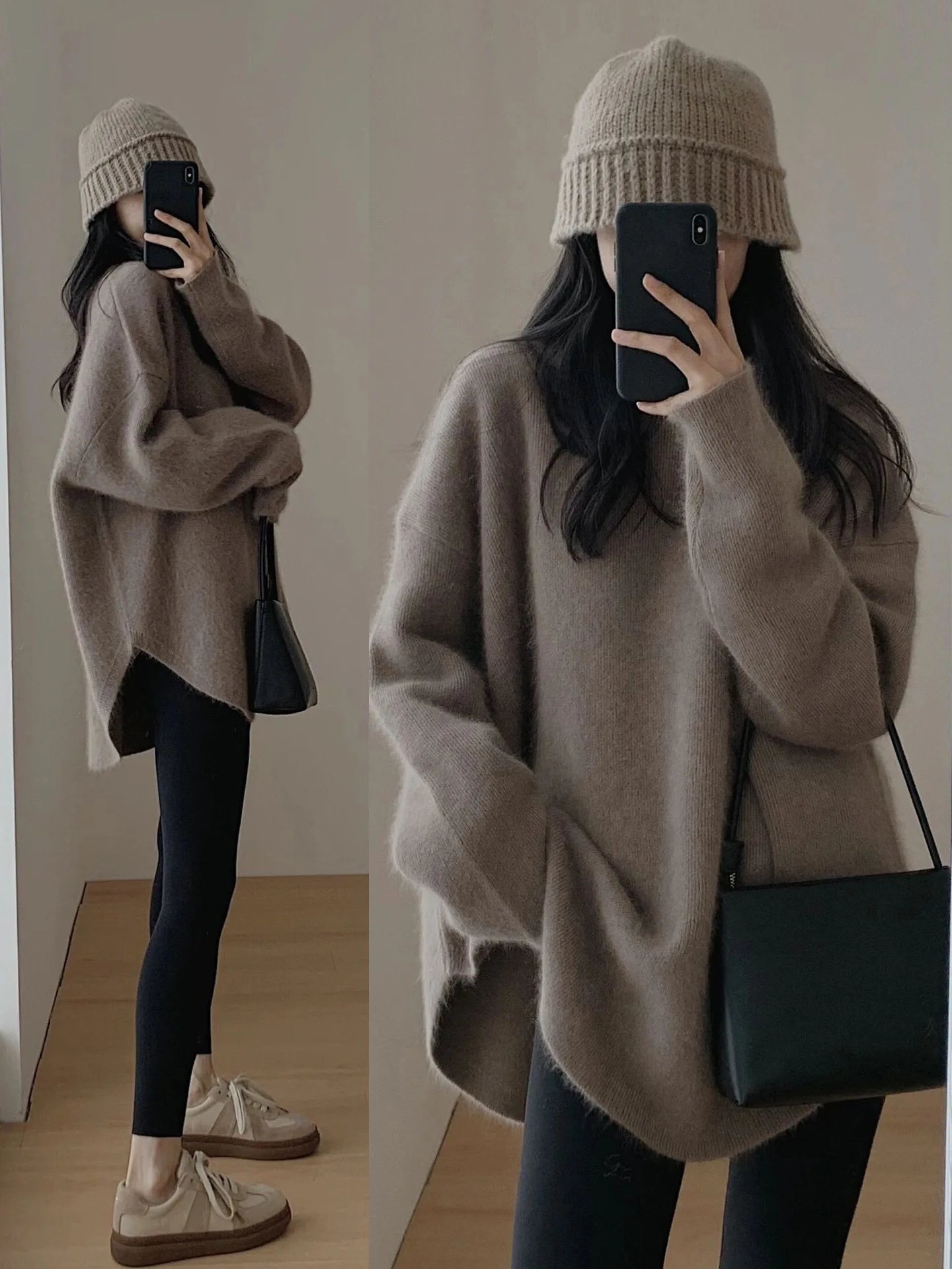 Women’s Long Sleeve Knitted Pullover - O - Neck, Slight Stretch, Heavyweight Knit - Casual Autumn Style - SN Wigs & More