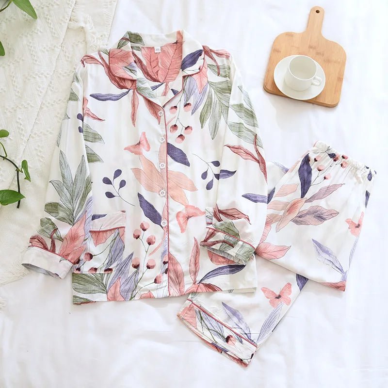 Women's Loungewear Set – Floral Print Viscose Draped Silky Feel – Relaxed Homewear - SN Wigs & More