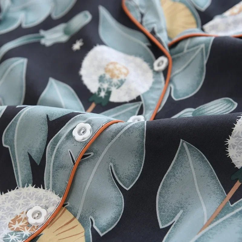 Women's Loungewear Set – Floral Print Viscose Draped Silky Feel – Relaxed Homewear - SN Wigs & More