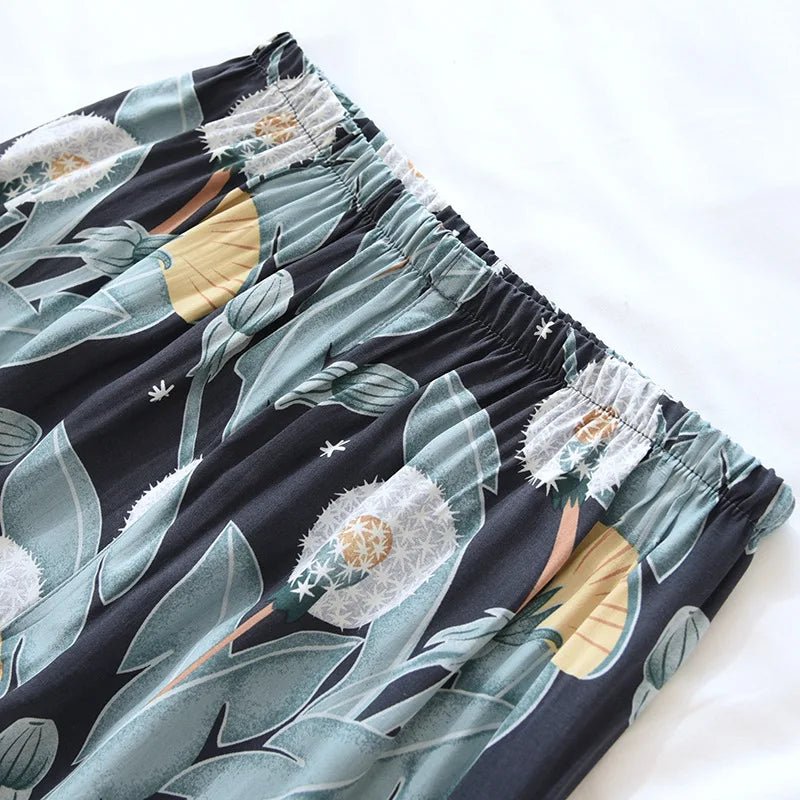 Women's Loungewear Set – Floral Print Viscose Draped Silky Feel – Relaxed Homewear - SN Wigs & More