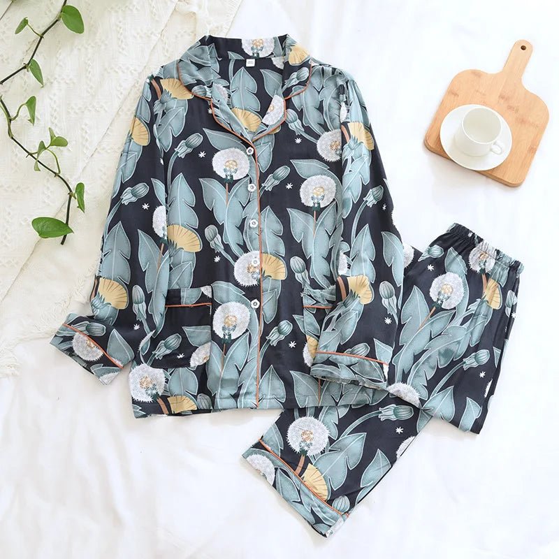Women's Loungewear Set – Floral Print Viscose Draped Silky Feel – Relaxed Homewear - SN Wigs & More