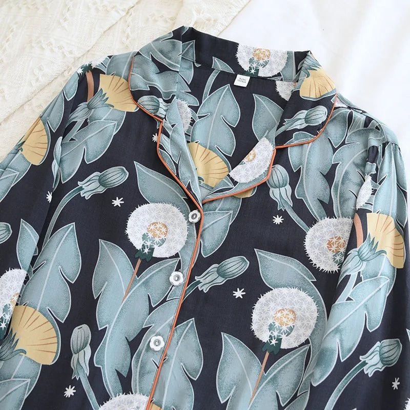 Women's Loungewear Set – Floral Print Viscose Draped Silky Feel – Relaxed Homewear - SN Wigs & More
