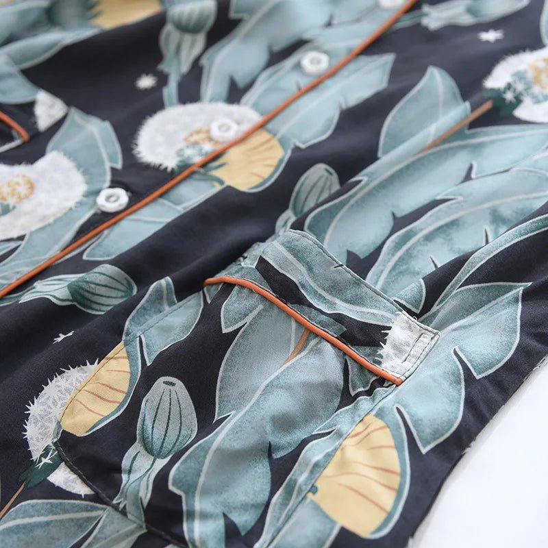 Women's Loungewear Set – Floral Print Viscose Draped Silky Feel – Relaxed Homewear - SN Wigs & More