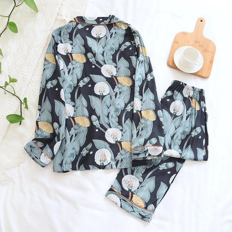 Women's Loungewear Set – Floral Print Viscose Draped Silky Feel – Relaxed Homewear - SN Wigs & More