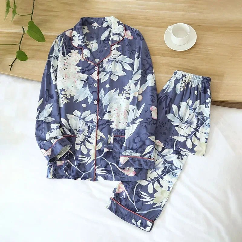 Women's Loungewear Set – Floral Print Viscose Draped Silky Feel – Relaxed Homewear - SN Wigs & More