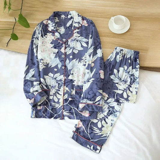 Women's Loungewear Set – Floral Print Viscose Draped Silky Feel – Relaxed Homewear - SN Wigs & More