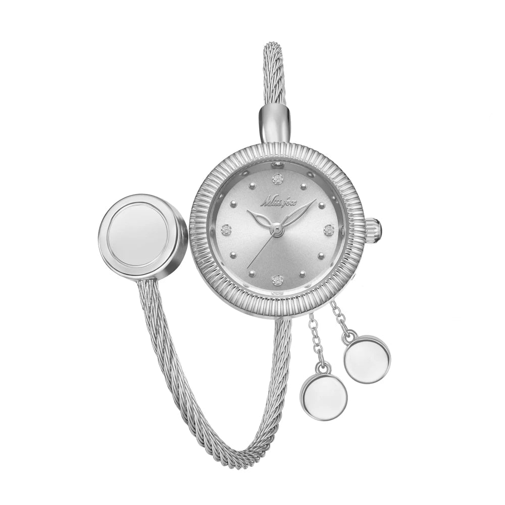 Womens Mini Watch + Battery Powered Gold Tone Open Band + Casual Everyday Classic Style - SN Wigs & More
