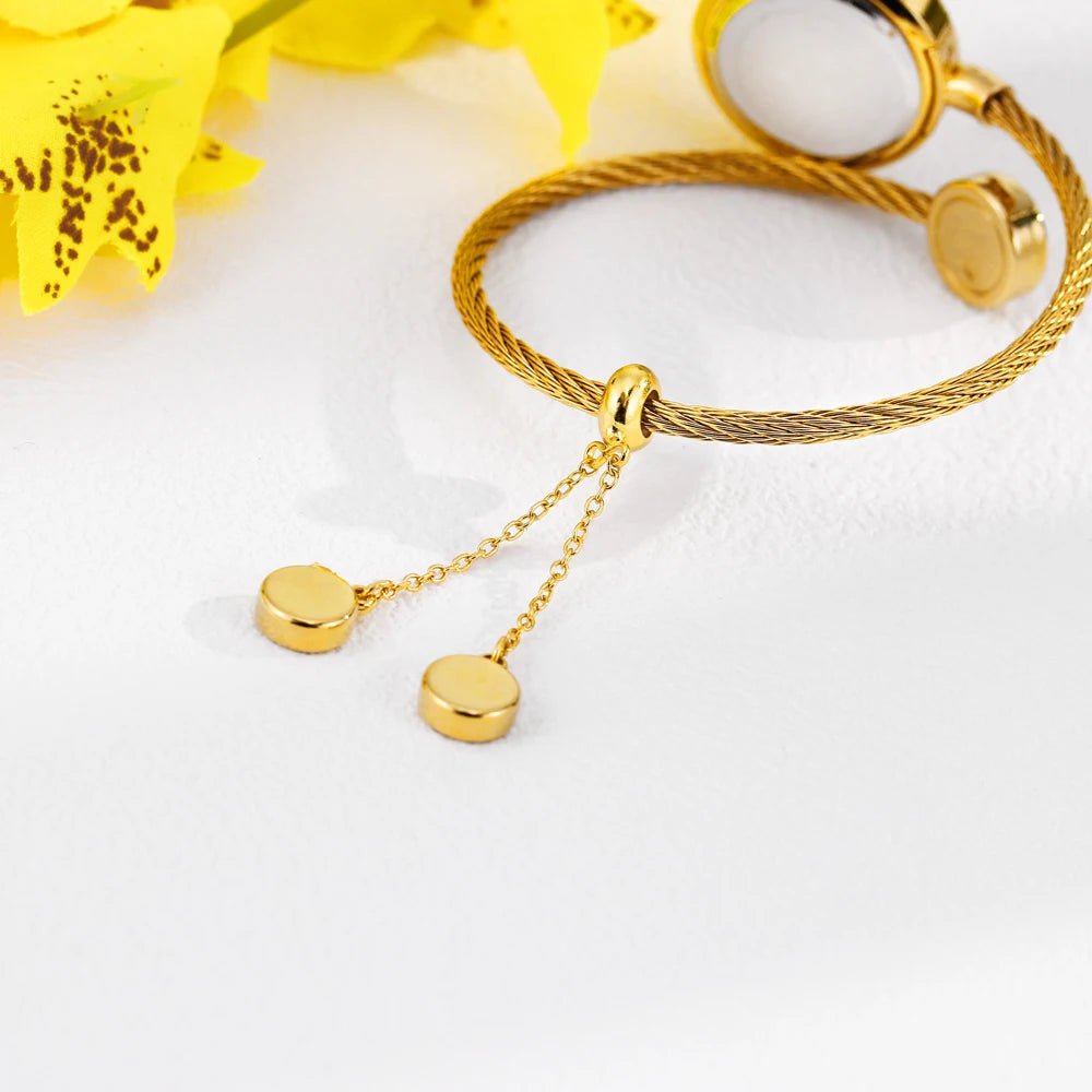 Womens Mini Watch + Battery Powered Gold Tone Open Band + Casual Everyday Classic Style - SN Wigs & More