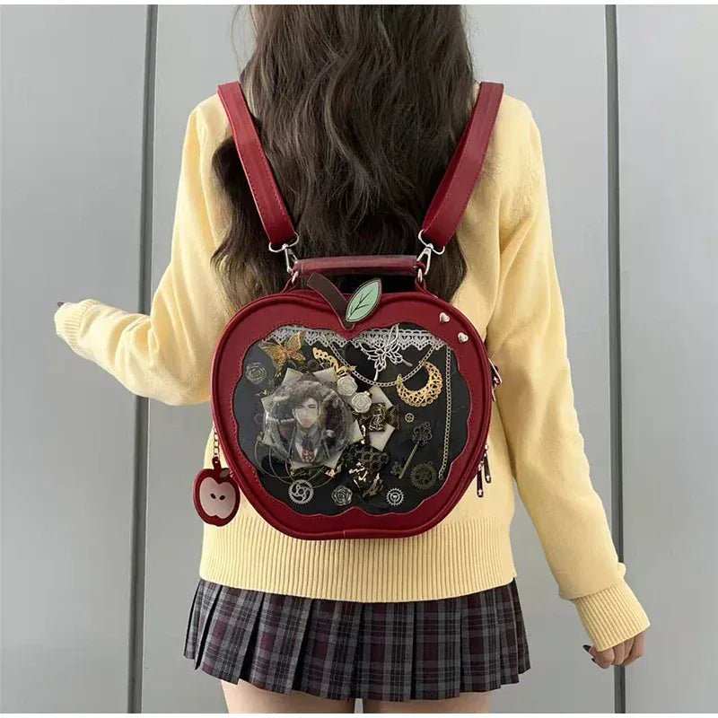 Women's multifunction handbag cute sweet apple shape fashion design large capacity handbag new versatile niche transparent bag - SN Wigs & More