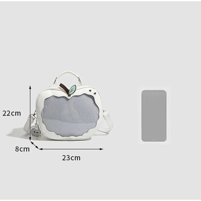 Women's multifunction handbag cute sweet apple shape fashion design large capacity handbag new versatile niche transparent bag - SN Wigs & More
