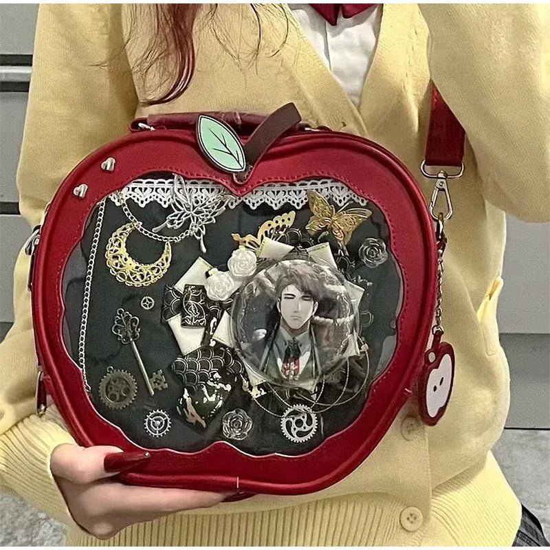 Women's multifunction handbag cute sweet apple shape fashion design large capacity handbag new versatile niche transparent bag - SN Wigs & More