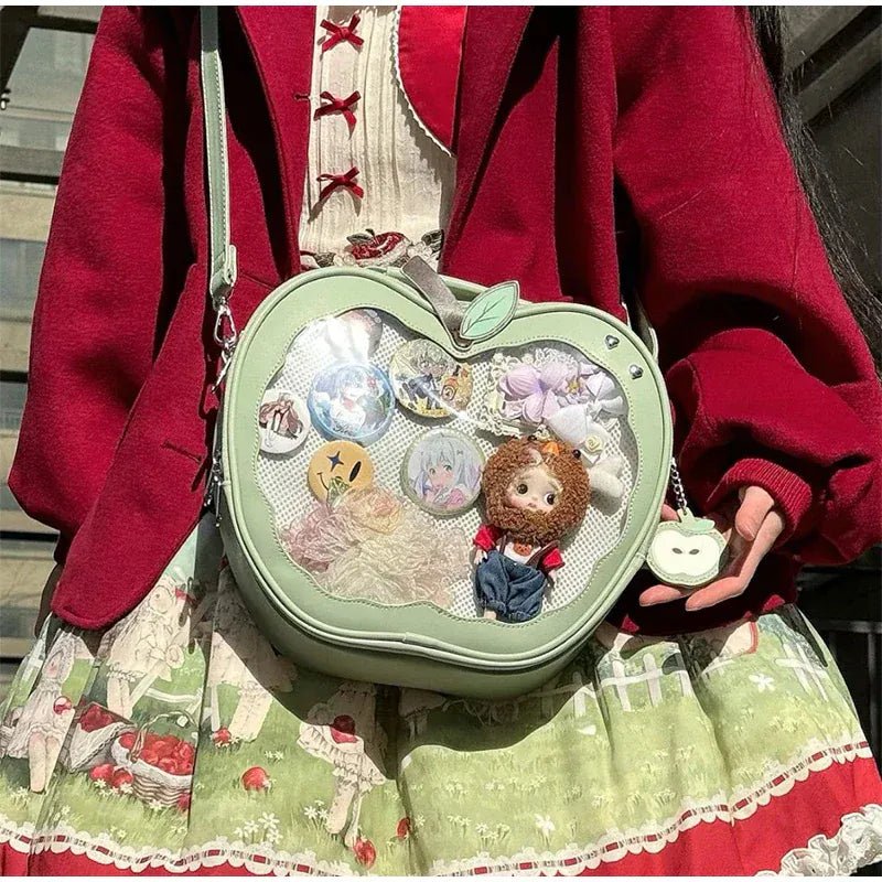 Women's multifunction handbag cute sweet apple shape fashion design large capacity handbag new versatile niche transparent bag - SN Wigs & More