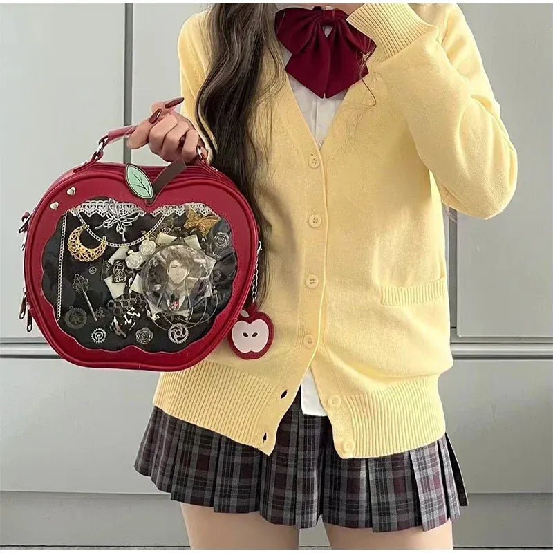 Women's multifunction handbag cute sweet apple shape fashion design large capacity handbag new versatile niche transparent bag - SN Wigs & More