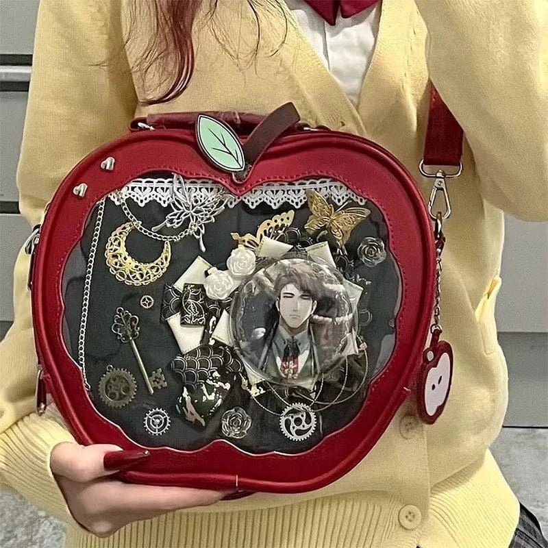 Women's multifunction handbag cute sweet apple shape fashion design large capacity handbag new versatile niche transparent bag - SN Wigs & More