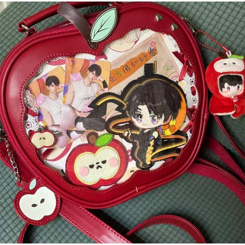 Women's multifunction handbag cute sweet apple shape fashion design large capacity handbag new versatile niche transparent bag - SN Wigs & More