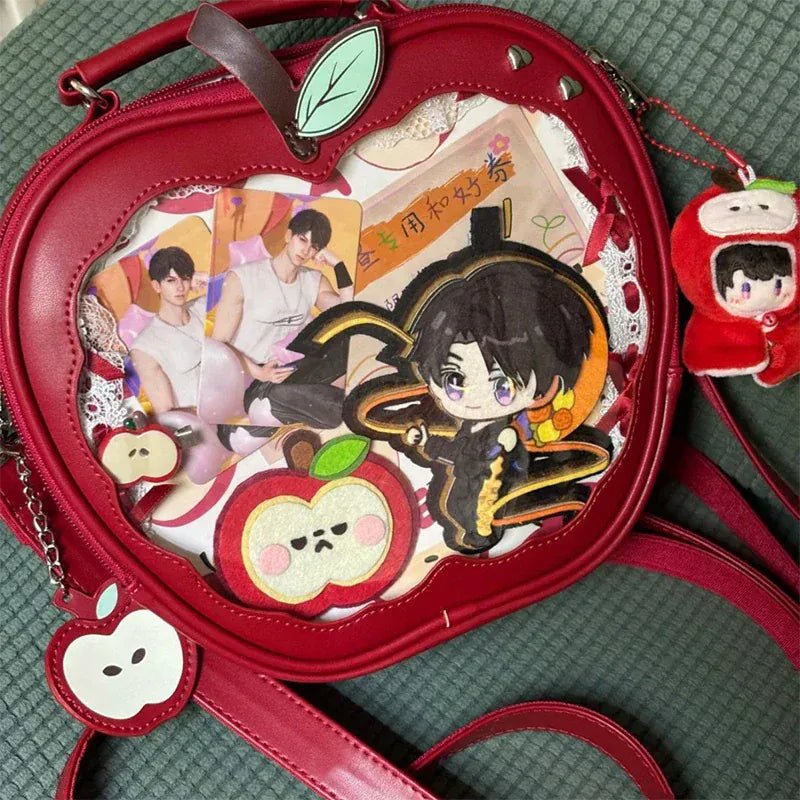Women's multifunction handbag cute sweet apple shape fashion design large capacity handbag new versatile niche transparent bag - SN Wigs & More