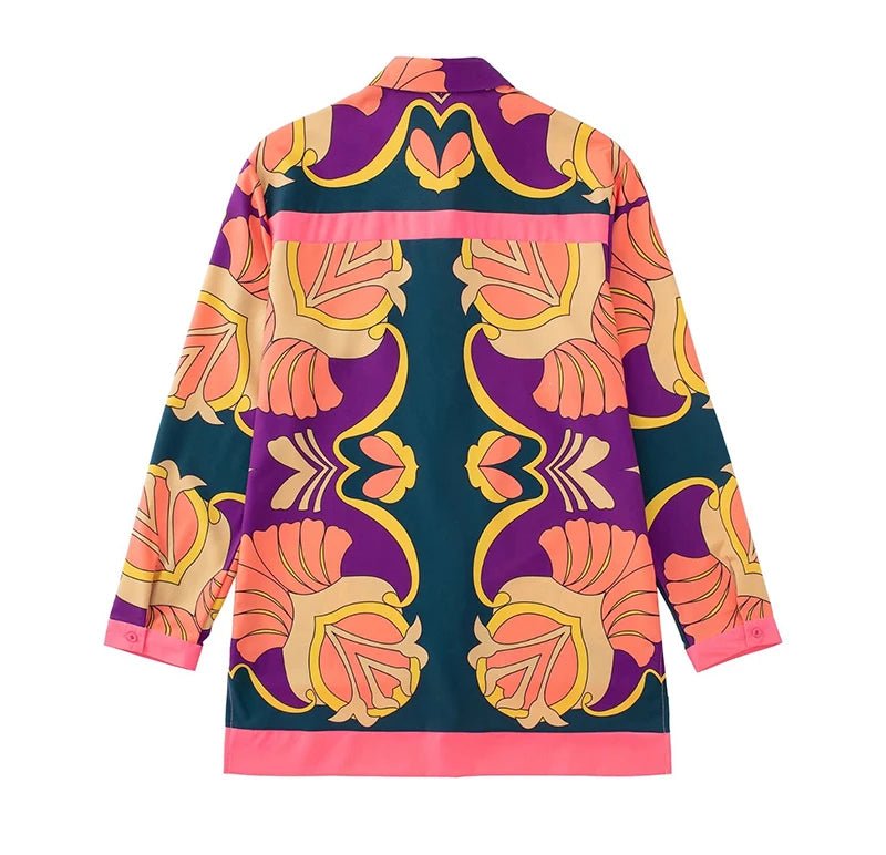 Women's Pajama Top + Turn - Down Collar + Two - Tone Green White Print All - Match Style For Every Occasion - SN Wigs & More