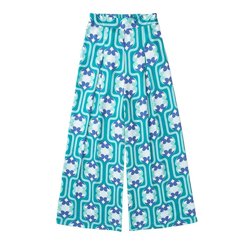 Women's Pajama Top + Turn - Down Collar + Two - Tone Green White Print All - Match Style For Every Occasion - SN Wigs & More