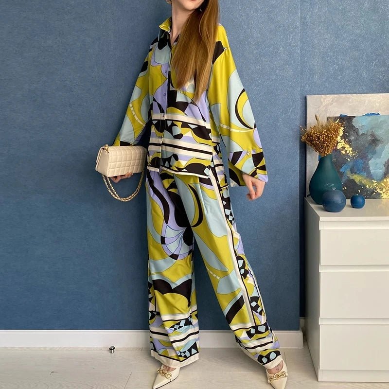 Women's Pajama Top + Turn - Down Collar + Two - Tone Green White Print All - Match Style For Every Occasion - SN Wigs & More