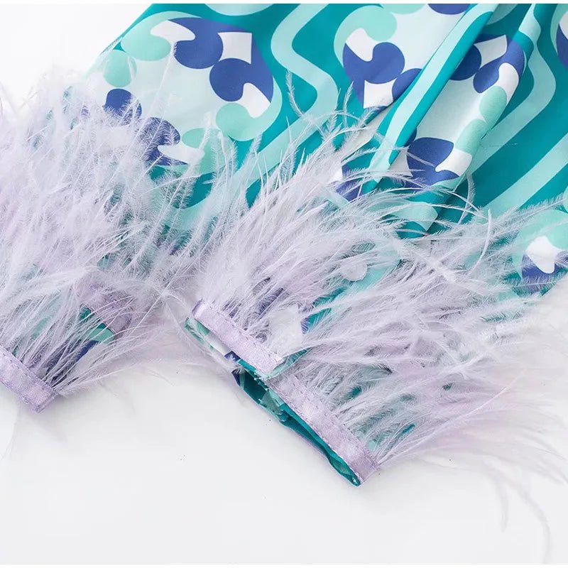 Women's Pajama Top + Turn - Down Collar + Two - Tone Green White Print All - Match Style For Every Occasion - SN Wigs & More