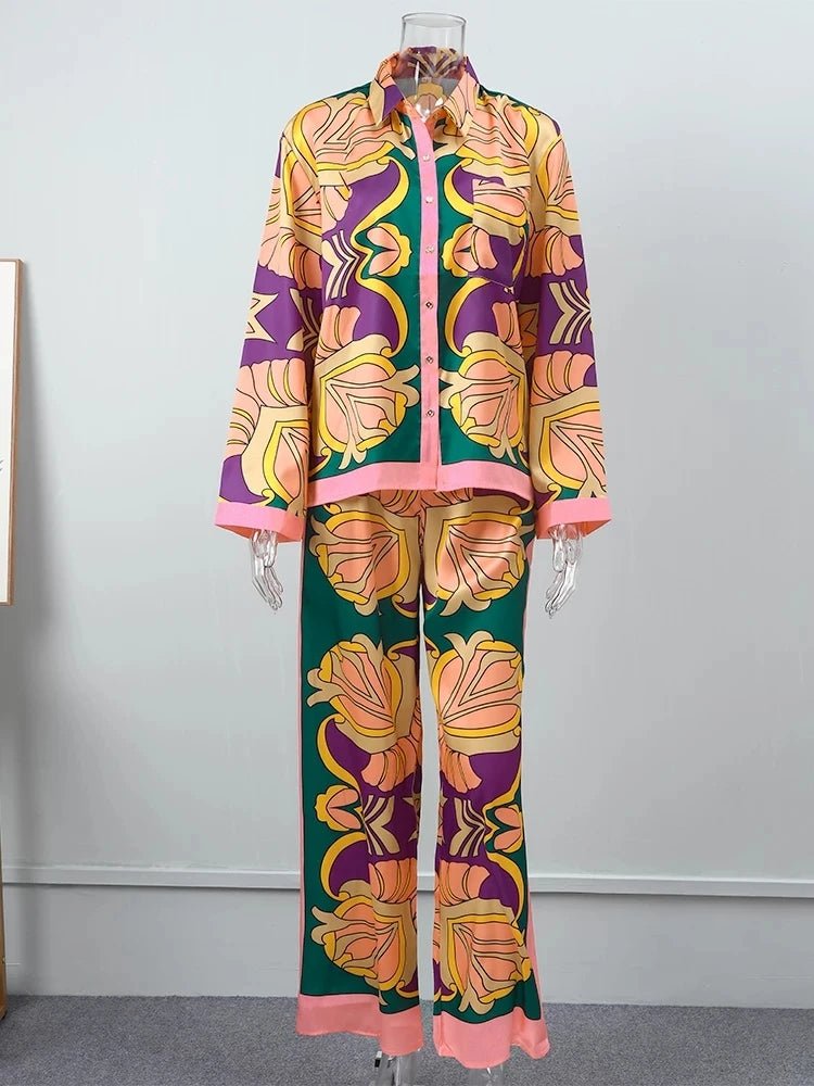 Women's Pajama Top + Turn - Down Collar + Two - Tone Green White Print All - Match Style For Every Occasion - SN Wigs & More