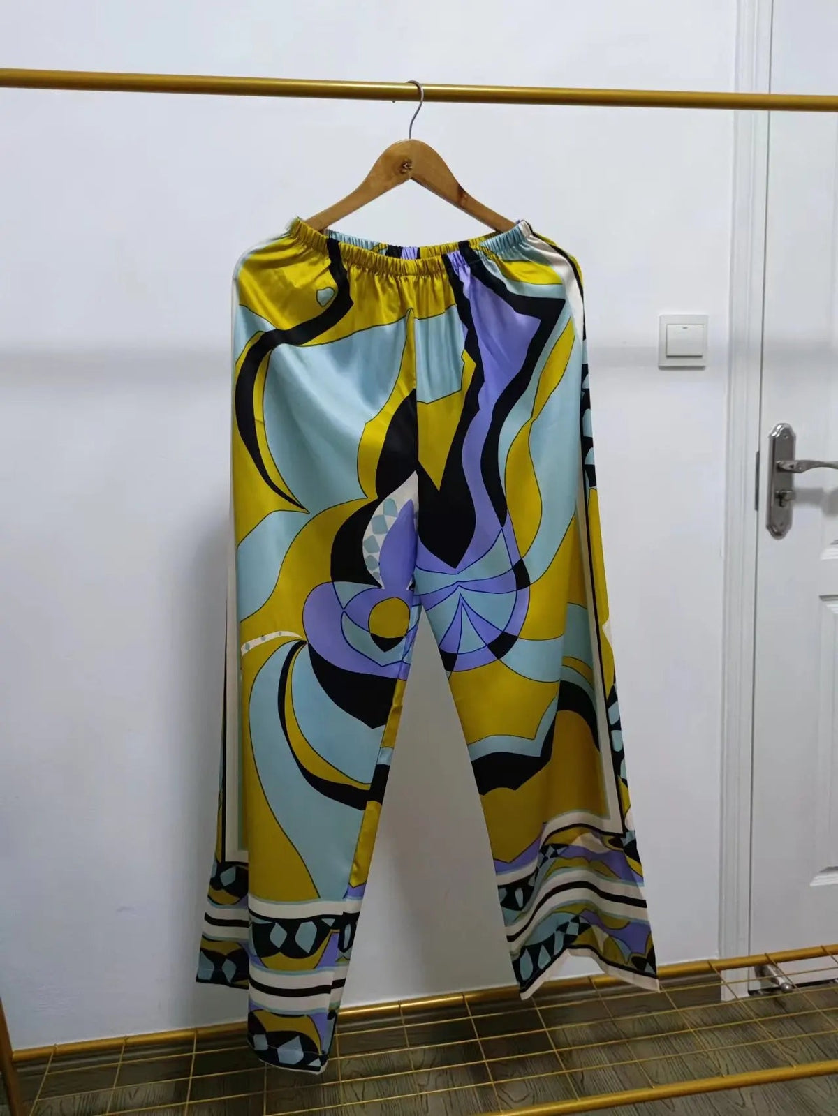 Women's Pajama Top + Turn - Down Collar + Two - Tone Green White Print All - Match Style For Every Occasion - SN Wigs & More